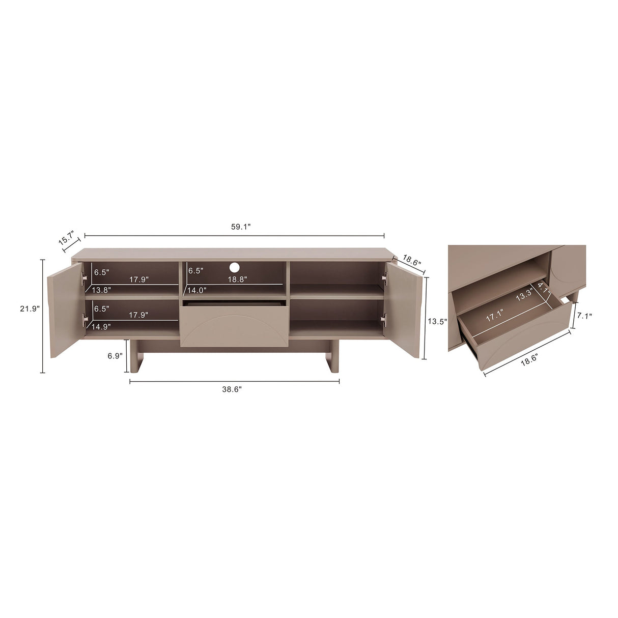 Ella 59" TV Stand in Mocha by Manhattan Comfort at Eve Furniture