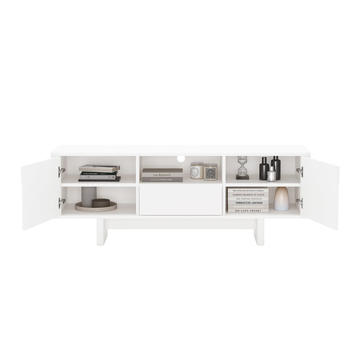 Ella 59" TV Stand in White by Manhattan Comfort at Eve Furniture