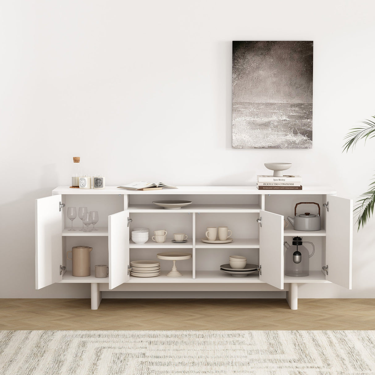 Ella 70.86" Sideboard in White by Manhattan Comfort at Eve Furniture