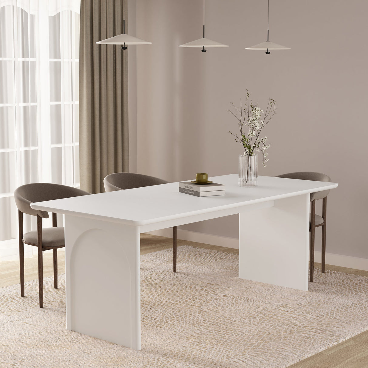 Ella 78.7" Dining Table in White by Manhattan Comfort at Eve Furniture