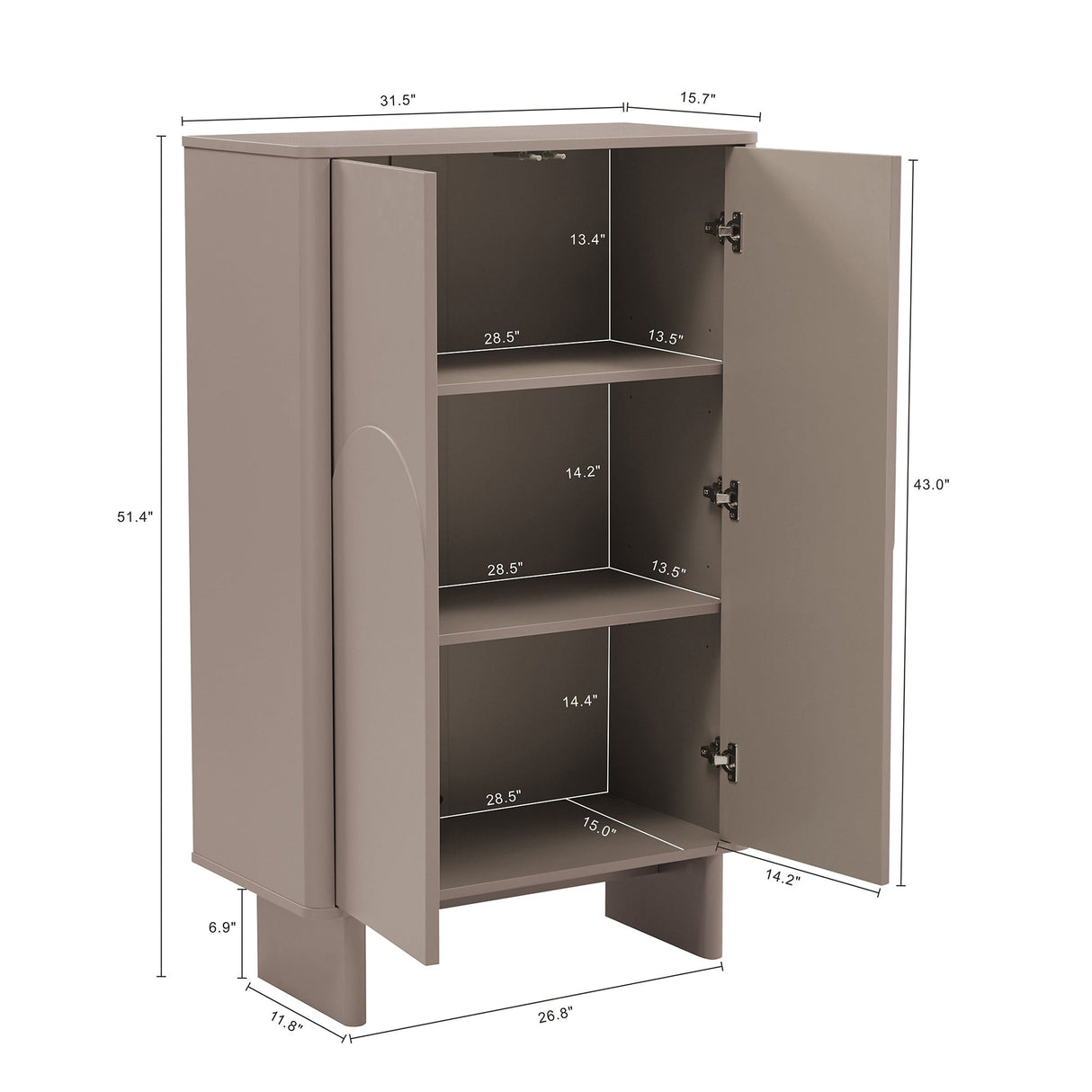 Ella Accent Cabinet in Mocha by Manhattan Comfort at Eve Furniture