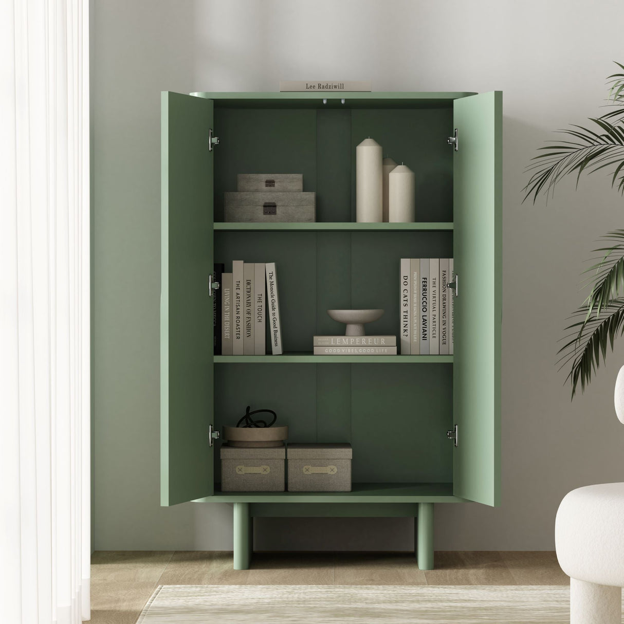 Ella Accent Cabinet in Sage Green by Manhattan Comfort at Eve Furniture