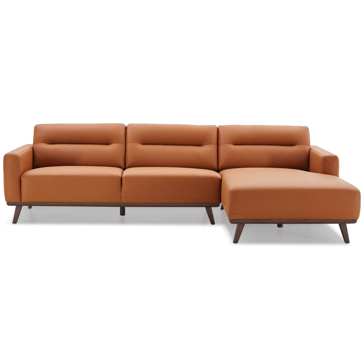 Ella L-Shaped Cognac PU Leather Right Sectional Couch by Ashcroft Furniture at Eve Furniture