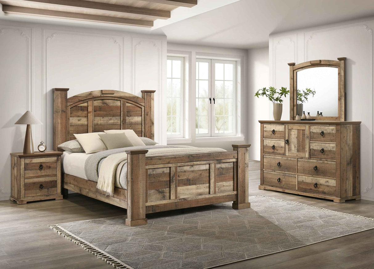 Ella-Mae Reclaimed Natural Bedroom Set by Crown Mark at Eve Furniture