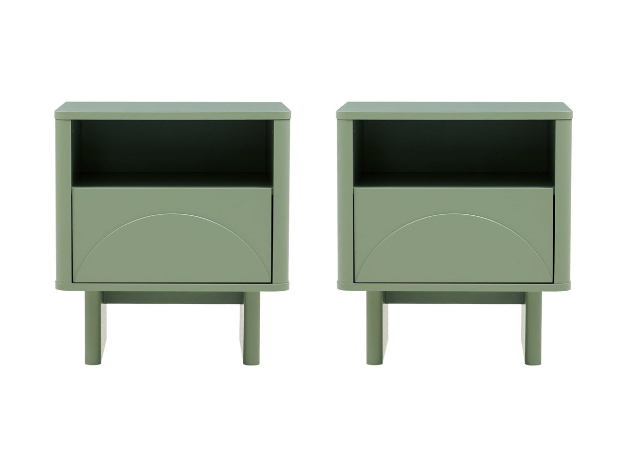 Ella Nightstand in Sage Green (set of 2) by Manhattan Comfort at Eve Furniture