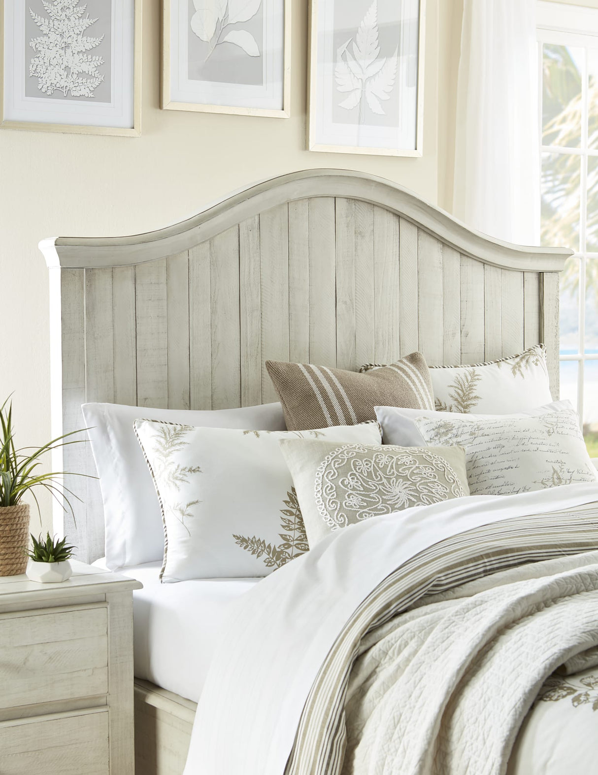 Ella White Wash Solid Wood California King Crown Bed by Modus Furniture at Eve Furniture