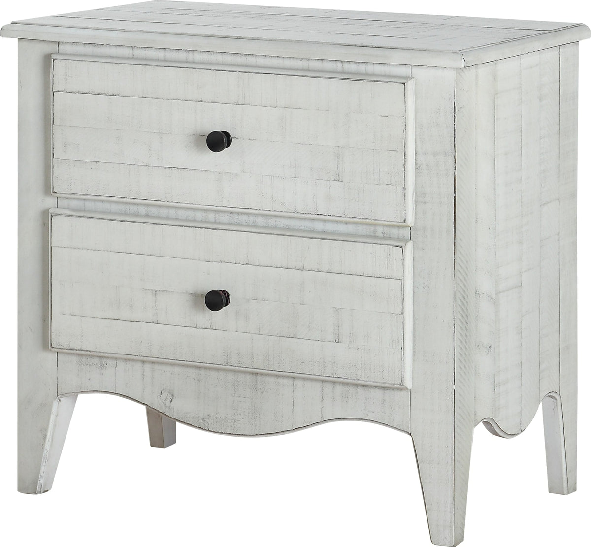 Ella White Wash Solid Wood Two Drawer Nightstand by Modus Furniture at Eve Furniture