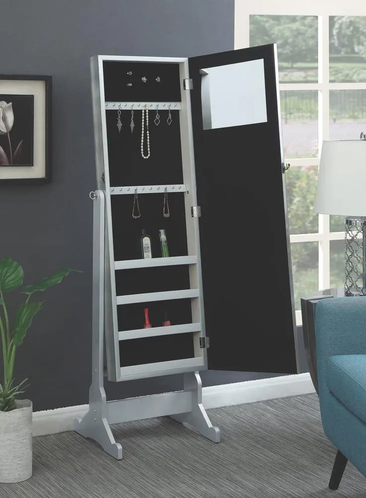 Elle Silver Jewelry Cheval Mirror with Crystal Trim by Coaster at Eve Furniture