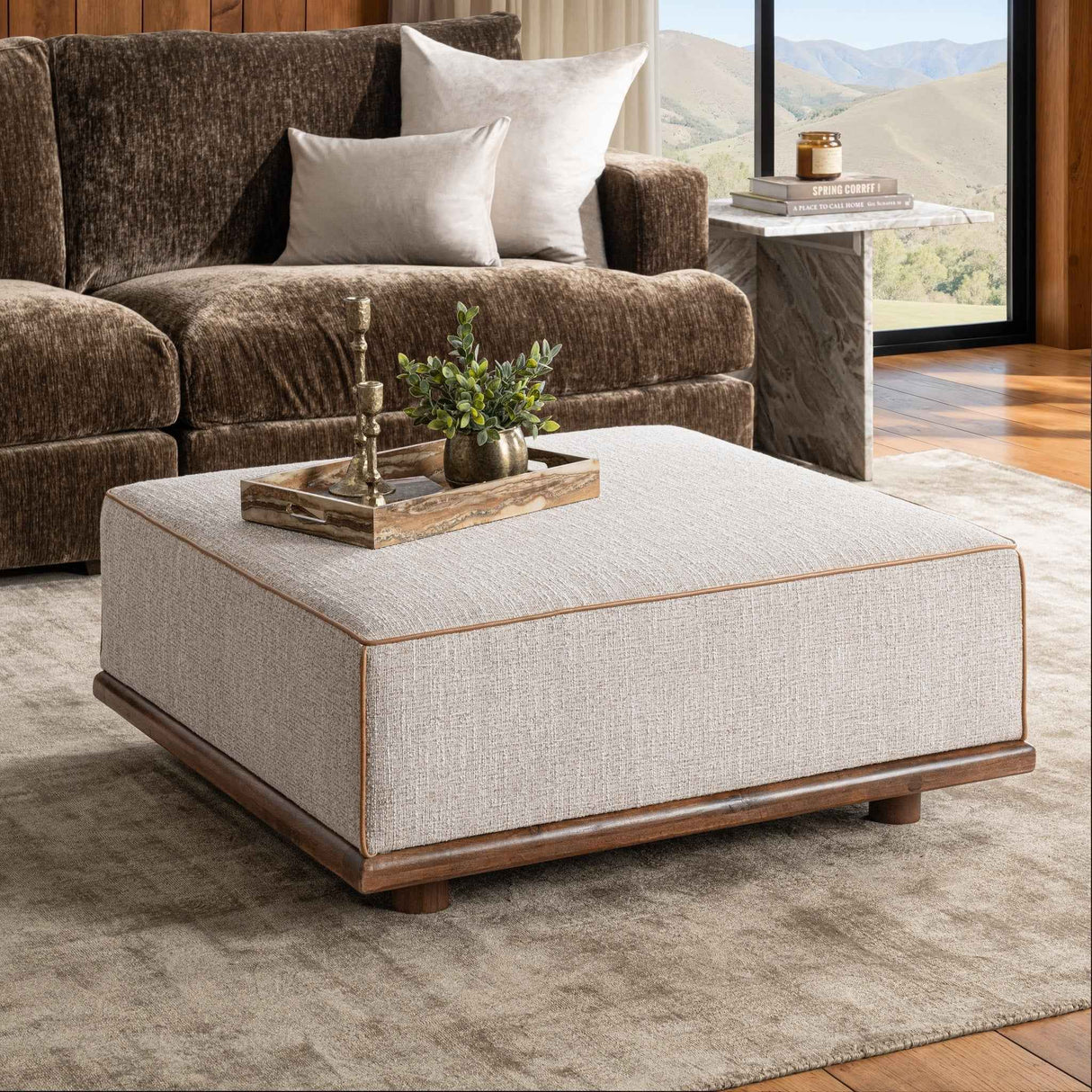Ellerie Latte Ottoman by Classic Home at Eve Furniture