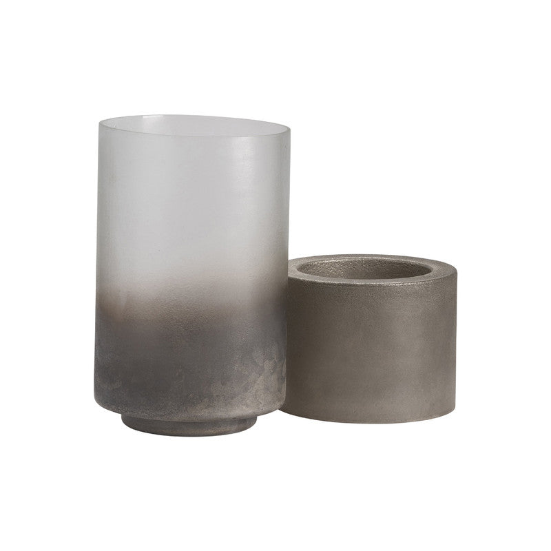 Ellery Brown/Transparent Large Metallic Smoke Hurricane Globess (Set of 2) by Crestview at Eve Furniture