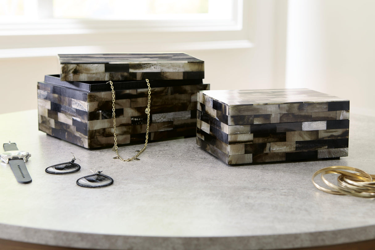 Ellford Black/Brown/Cream Box by Ashley at Eve Furniture