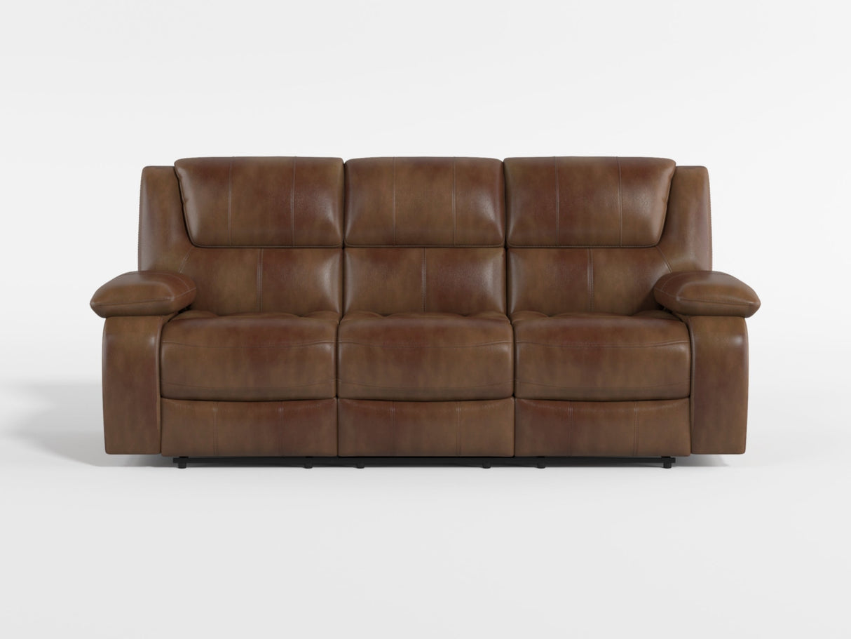 Ellicott Black Genuine Leather Double Reclining Sofa by Homelegance at Eve Furniture