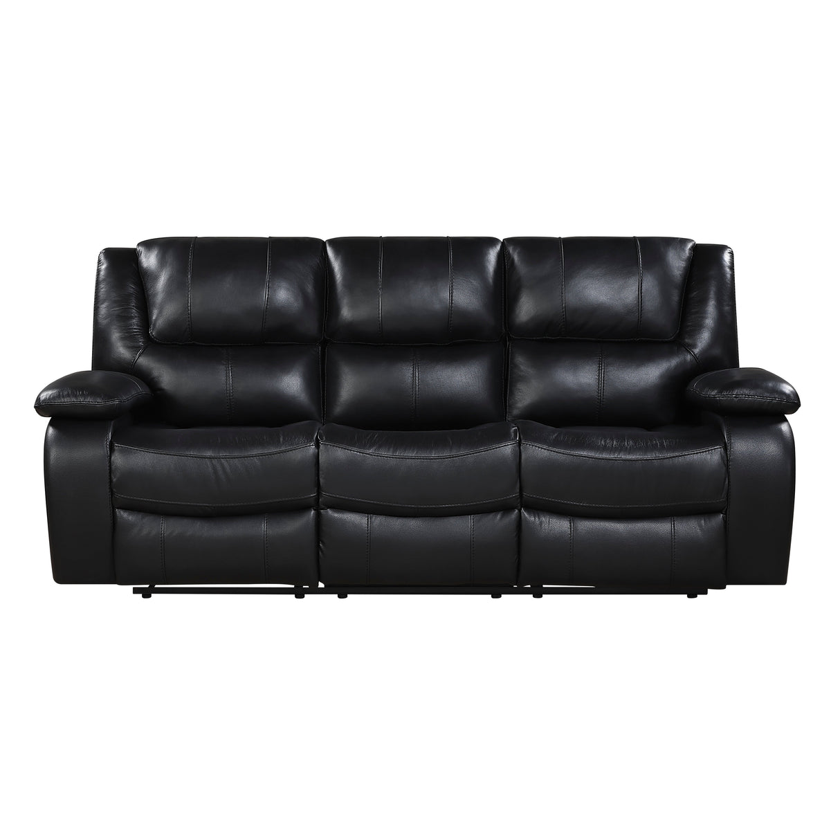 Ellicott Black Genuine Leather Double Reclining Sofa by Homelegance at Eve Furniture