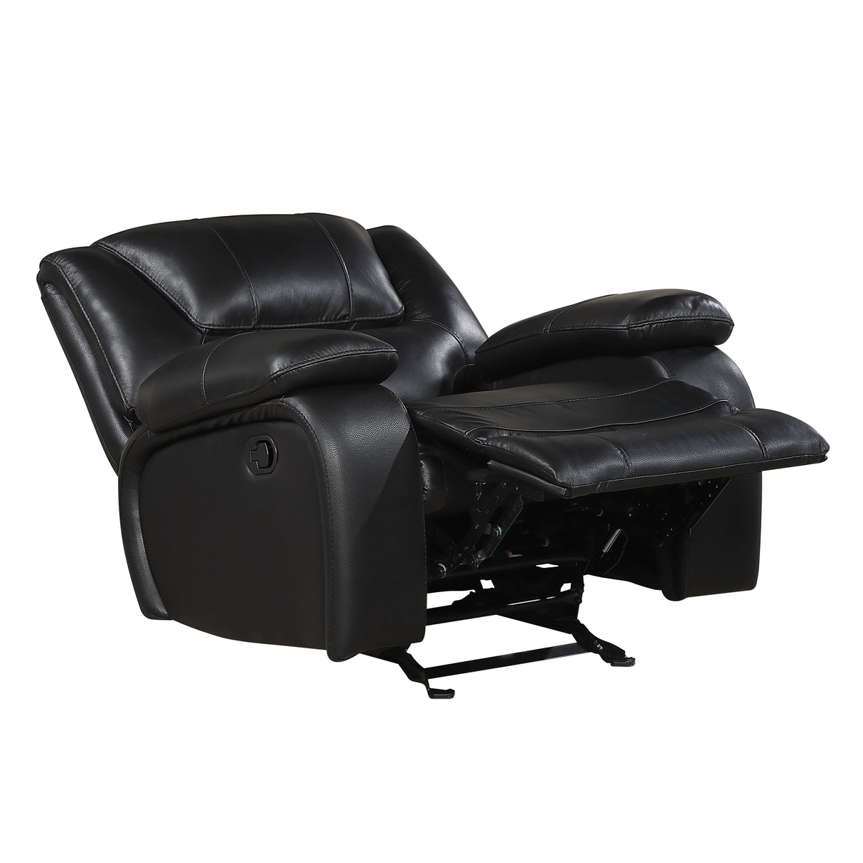 Ellicott Black Genuine Leather Glider Reclining Chair by Homelegance at Eve Furniture