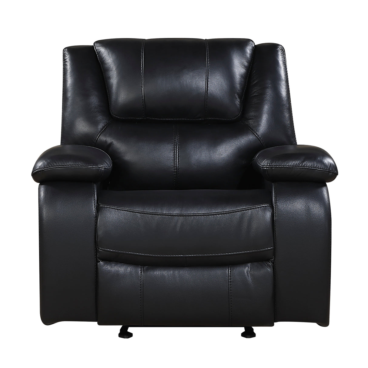 Ellicott Black Genuine Leather Glider Reclining Chair by Homelegance at Eve Furniture