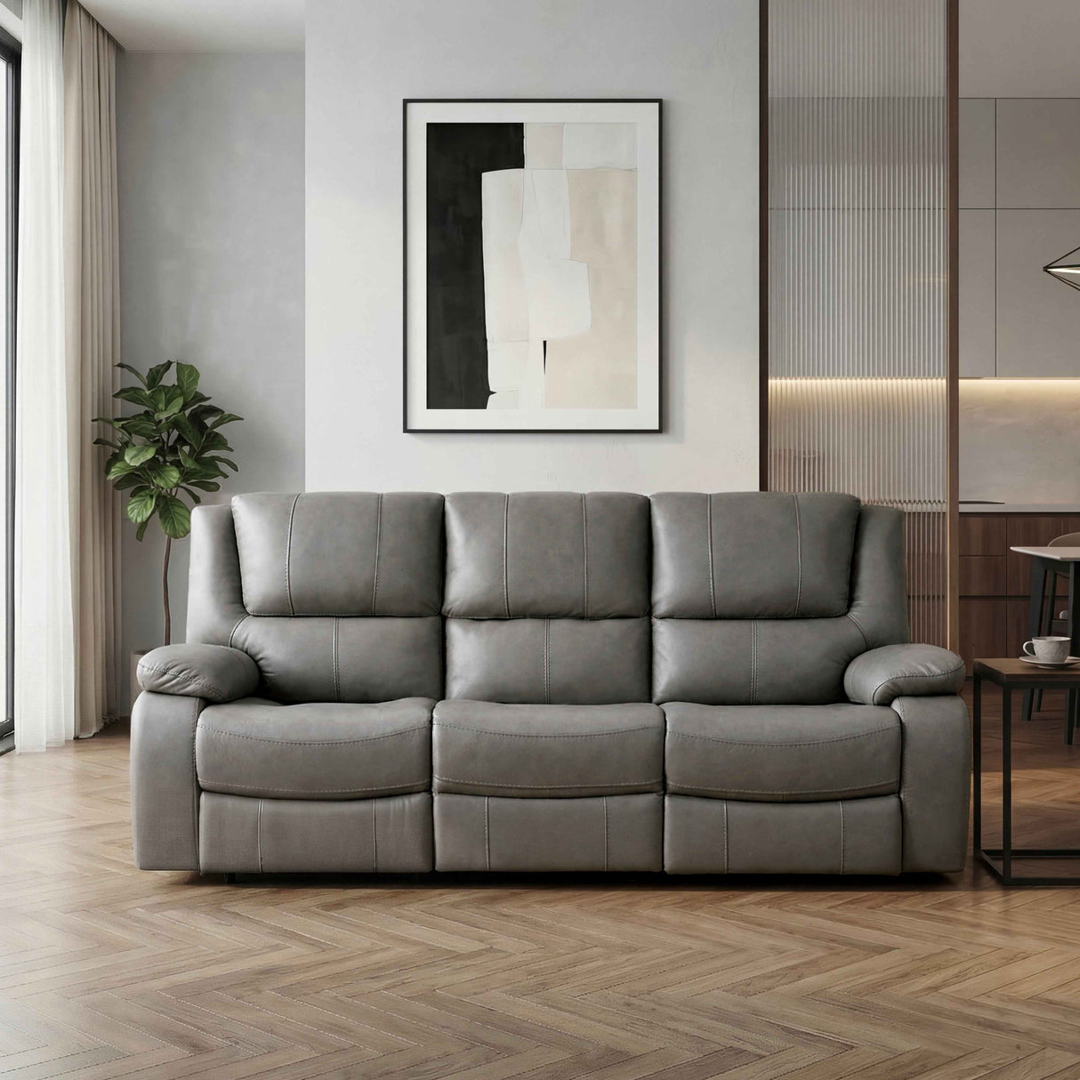 Ellicott Gray Double Reclining Sofa by Homelegance at Eve Furniture