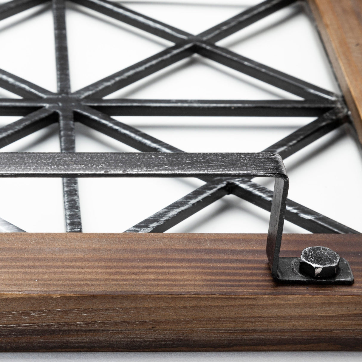 Ellingson 28L x 13W Black Rectangular Metal Glass Wood Bottom Tray by Mercana at Eve Furniture