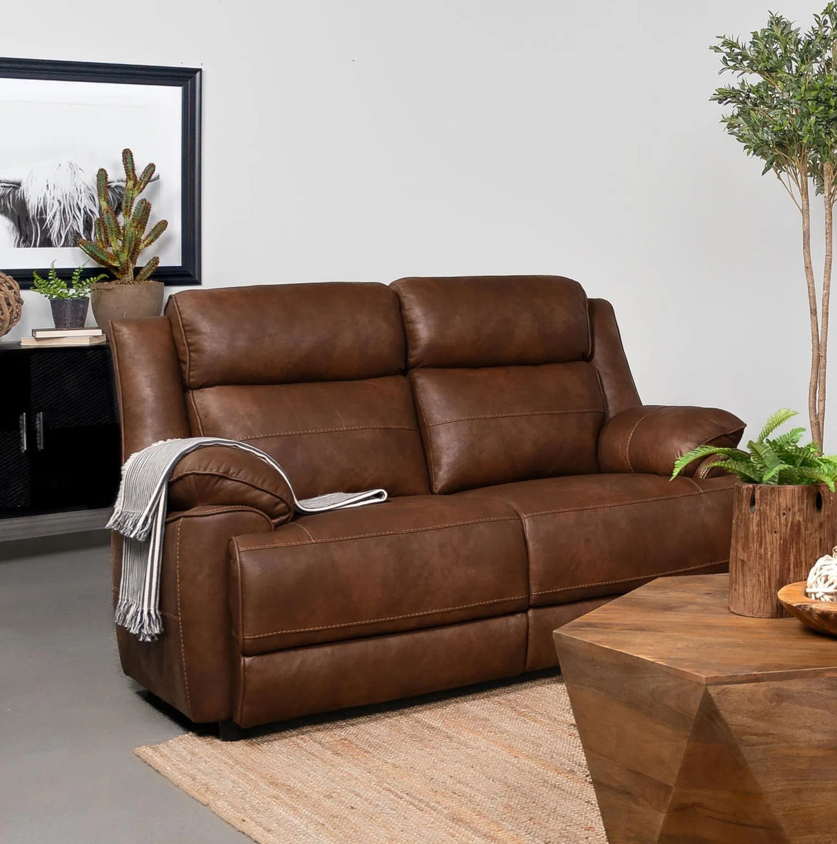Ellington Dark Brown Upholstered Padded Arm Loveseat by Coaster at Eve Furniture