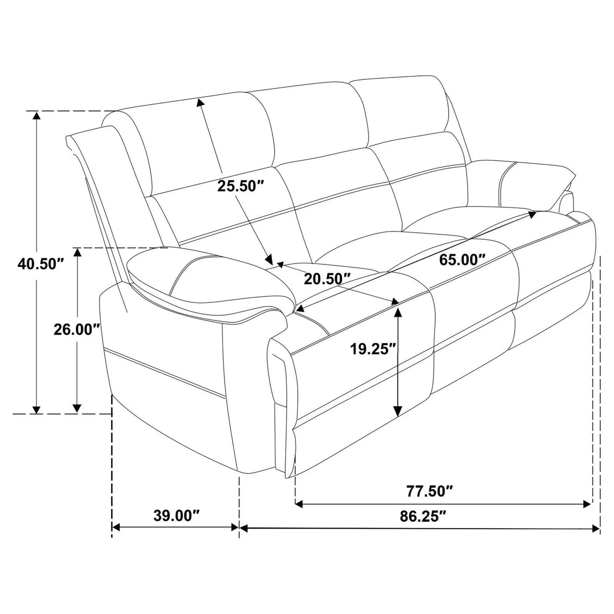 Ellington Dark Brown Upholstered Padded Arm Sofa by Coaster at Eve Furniture