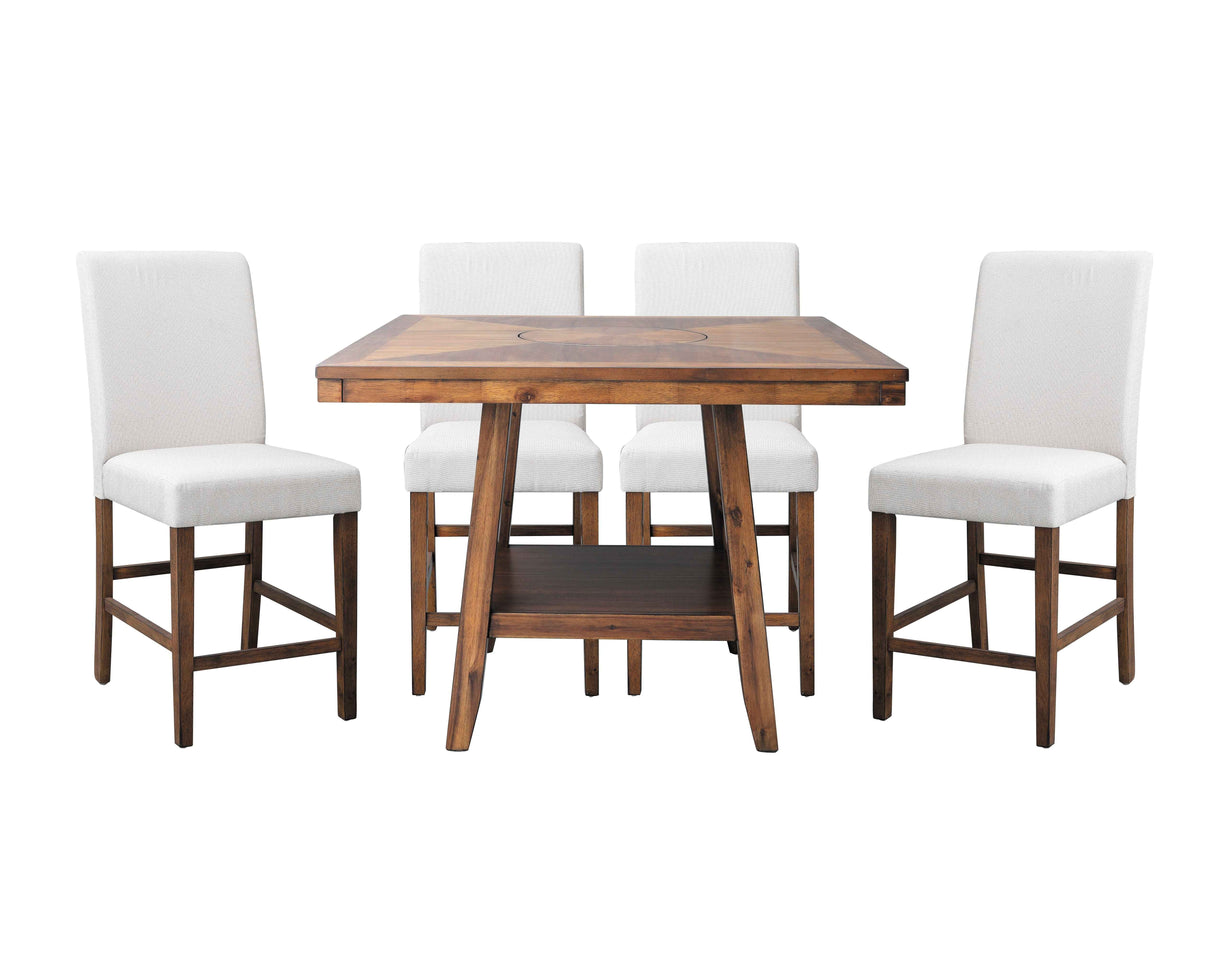 Ellini Brown 5-Piece Counter Height Set