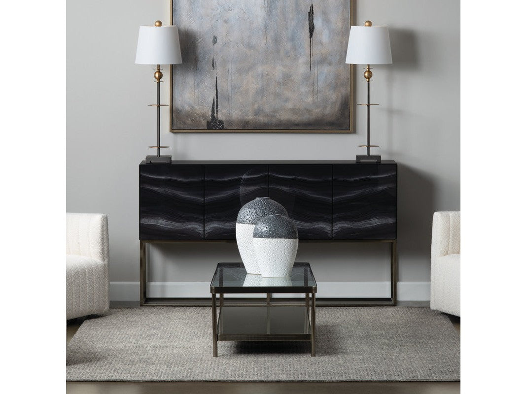 Ellison Black/Clear Cocktail Table by Crestview at Eve Furniture