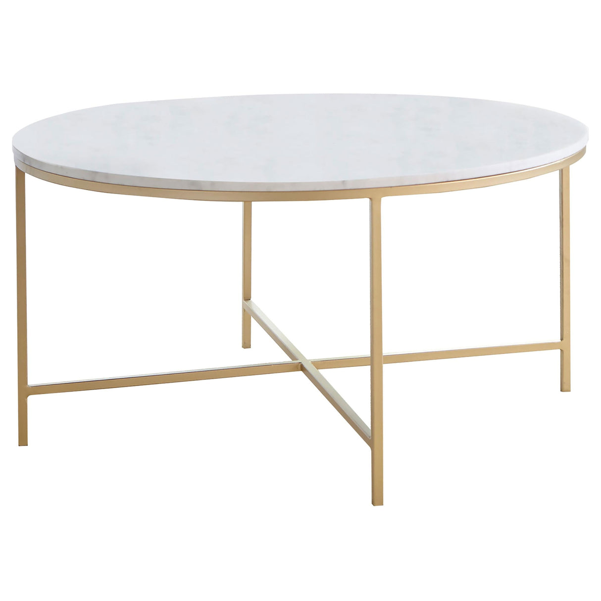 Ellison White and Gold 3-Piece Round Marble Coffee and End Table Set by Coaster at Eve Furniture