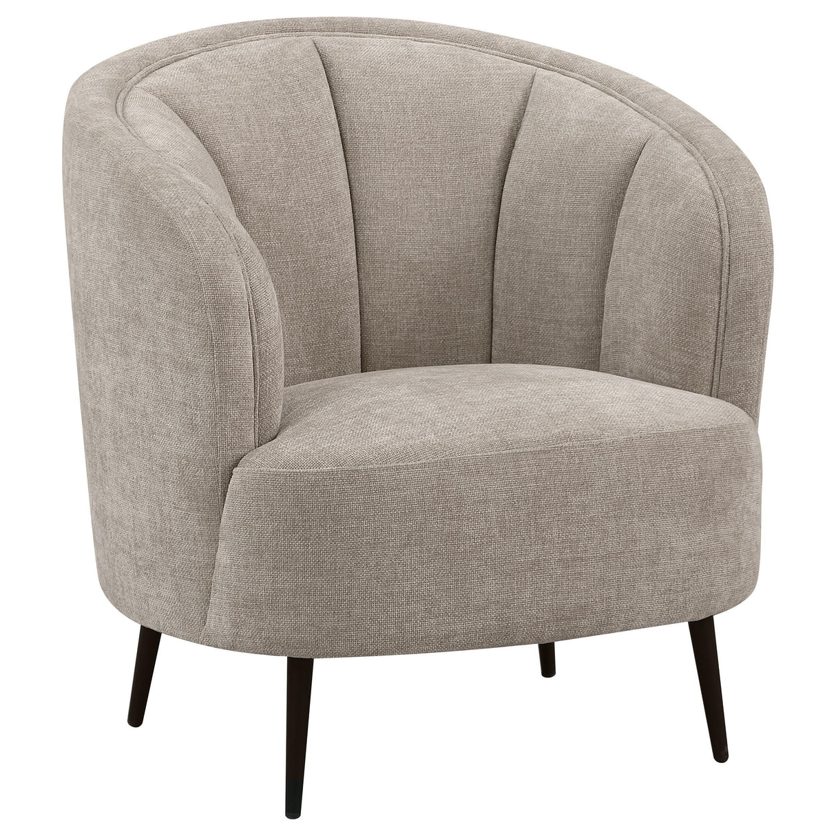 Ellorie Beige Upholstered Channel Back Curved Chair by Coaster at Eve Furniture