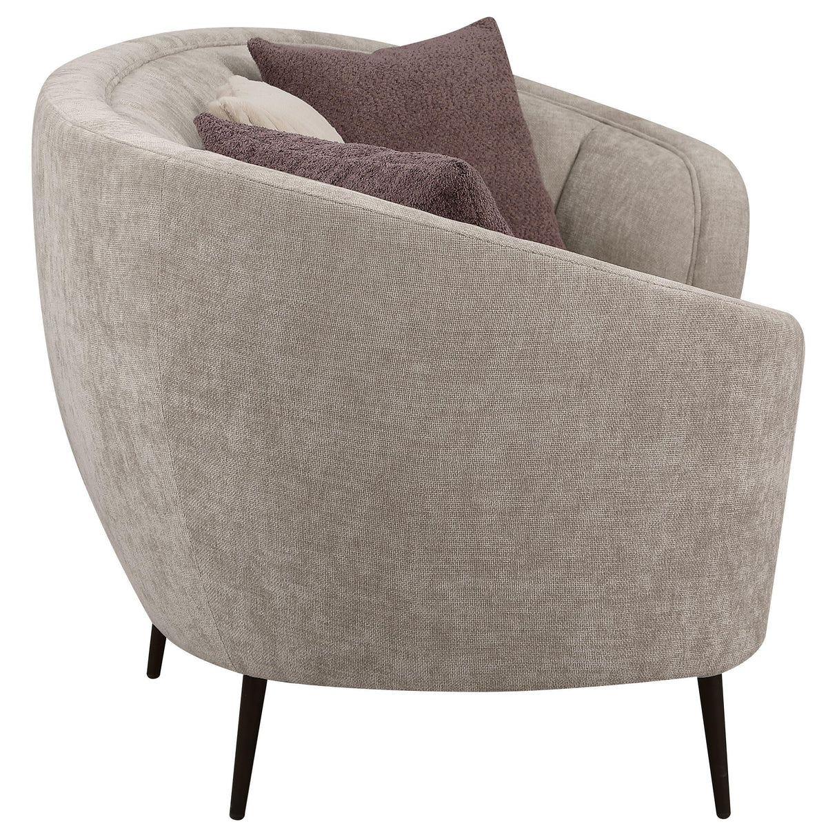 Ellorie Beige Upholstered Channel Back Curved Sofa by Coaster at Eve Furniture