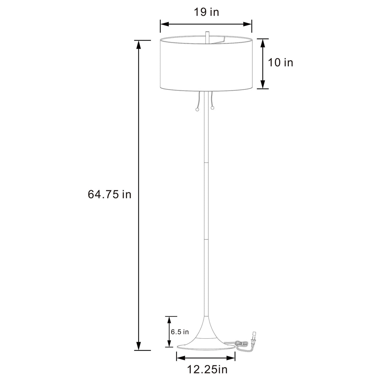 Elmira Gold 65-inch Drum Shade Metal Floor Lamp by Coaster at Eve Furniture