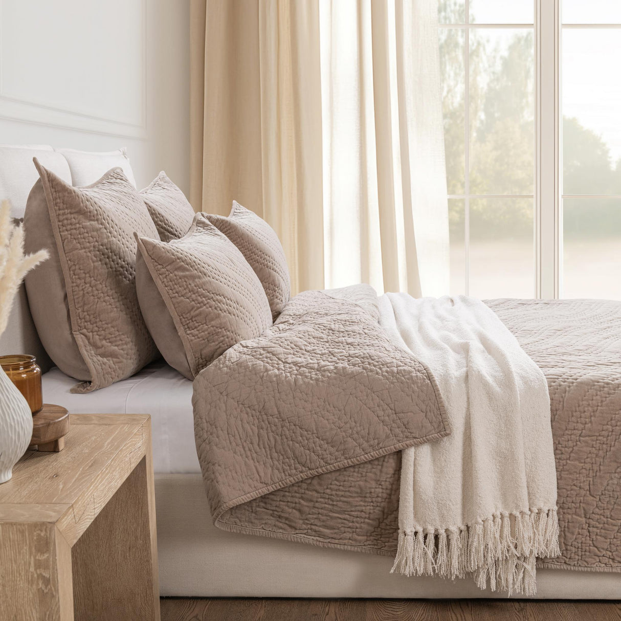 Elms Velvet Pebble Velvet Quilt Collection by Classic Home at Eve Furniture