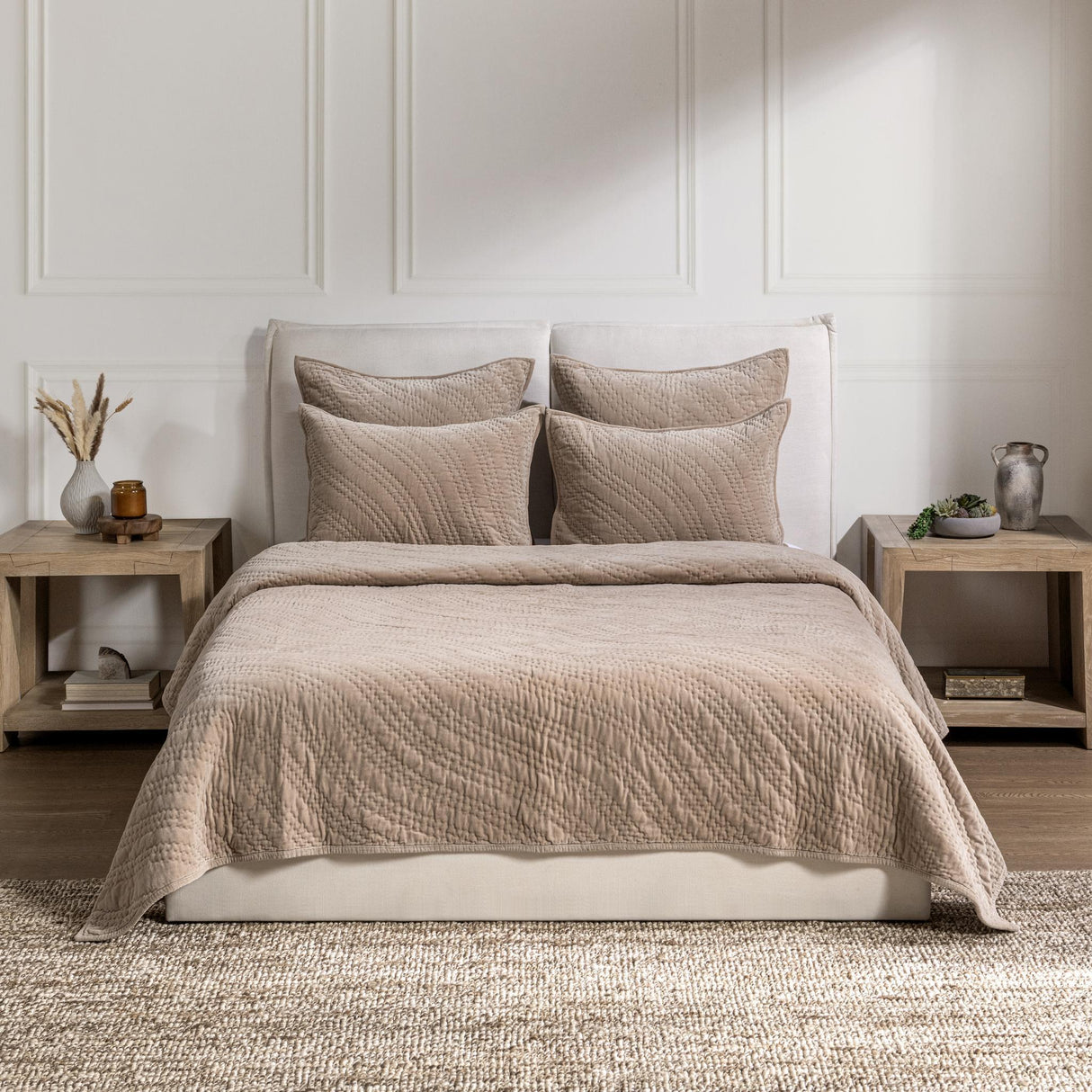 Elms Velvet Pebble Velvet Quilt Collection by Classic Home at Eve Furniture