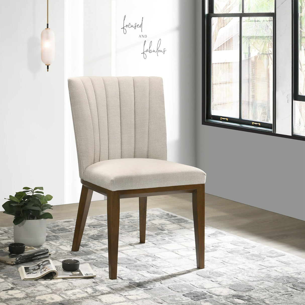 Elmwood Beige Fabric Dining Chair (Set Of 2) by Ashcroft Furniture at Eve Furniture