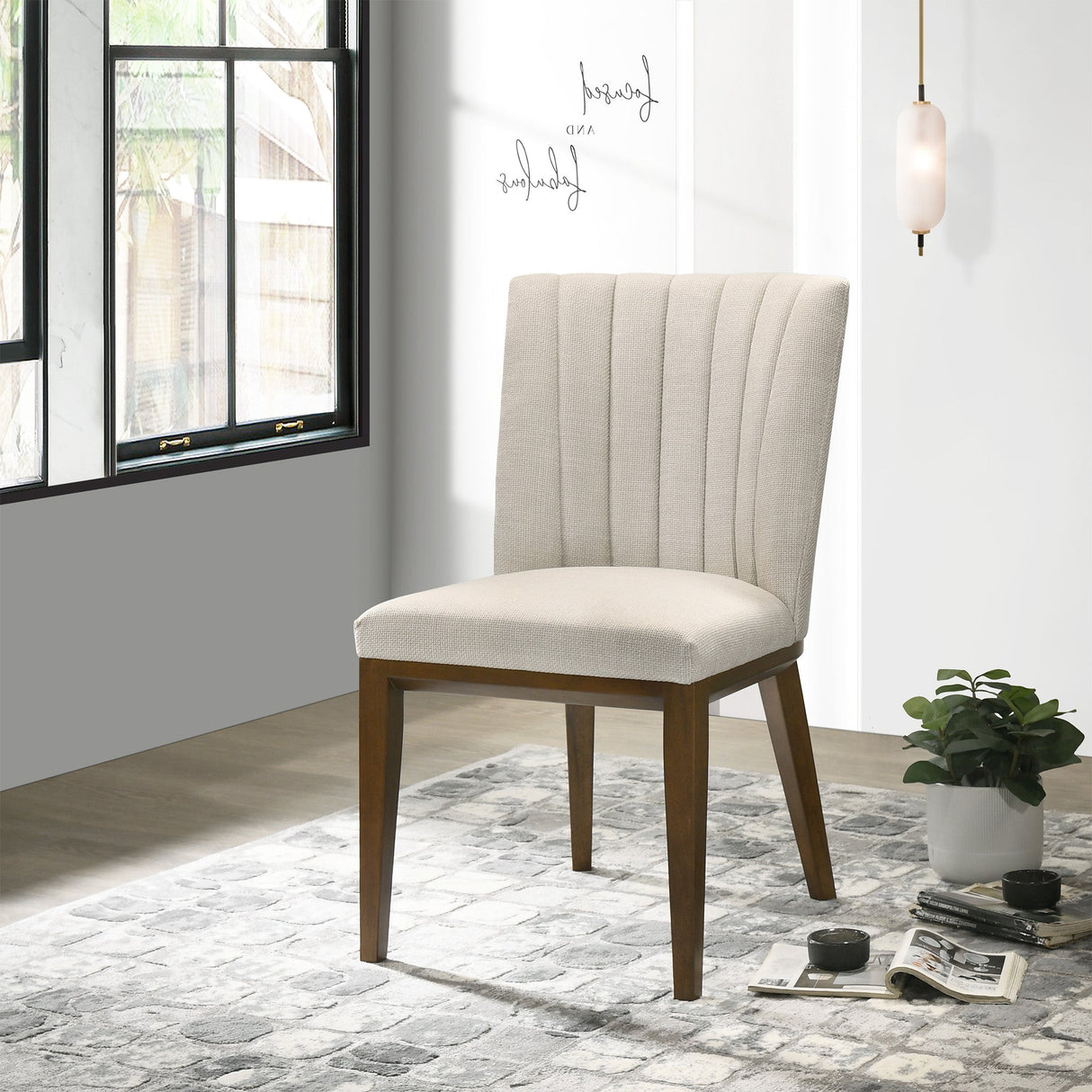 Elmwood Beige Fabric Dining Chair (Set Of 2) by Ashcroft Furniture at Eve Furniture