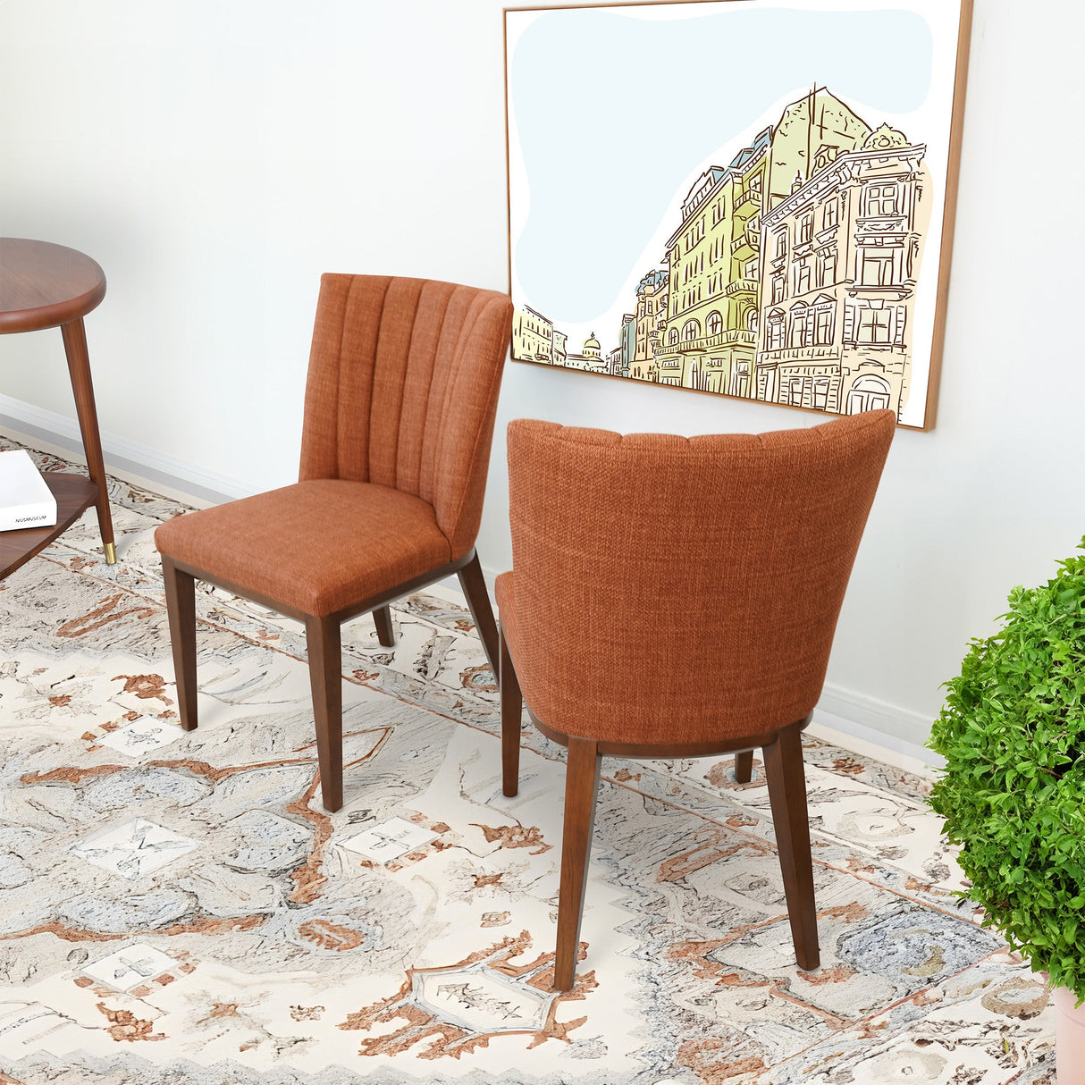 Elmwood Orange Fabric Dining Chair (Set Of 2) by Ashcroft Imports at Eve Furniture