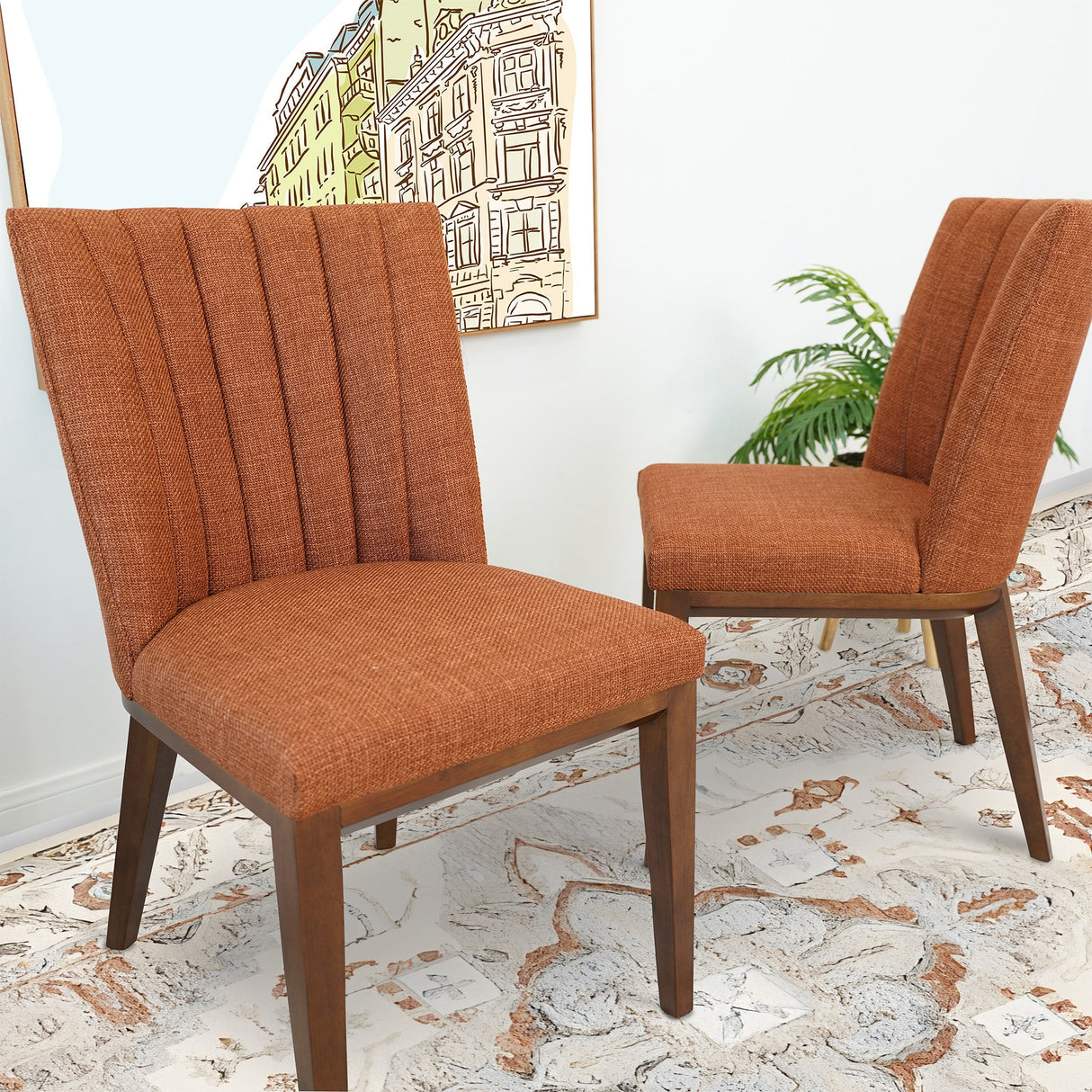 Elmwood Orange Fabric Dining Chair (Set Of 2) by Ashcroft Imports at Eve Furniture