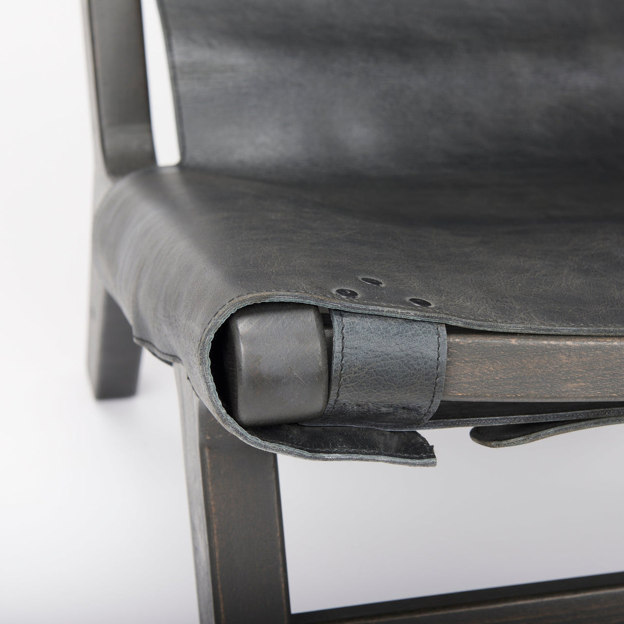 Elodie 24.4L x 33.9W x 30.7H Black Leather W/Black Stain Beech Wood Frame Accent Chair by Mercana at Eve Furniture