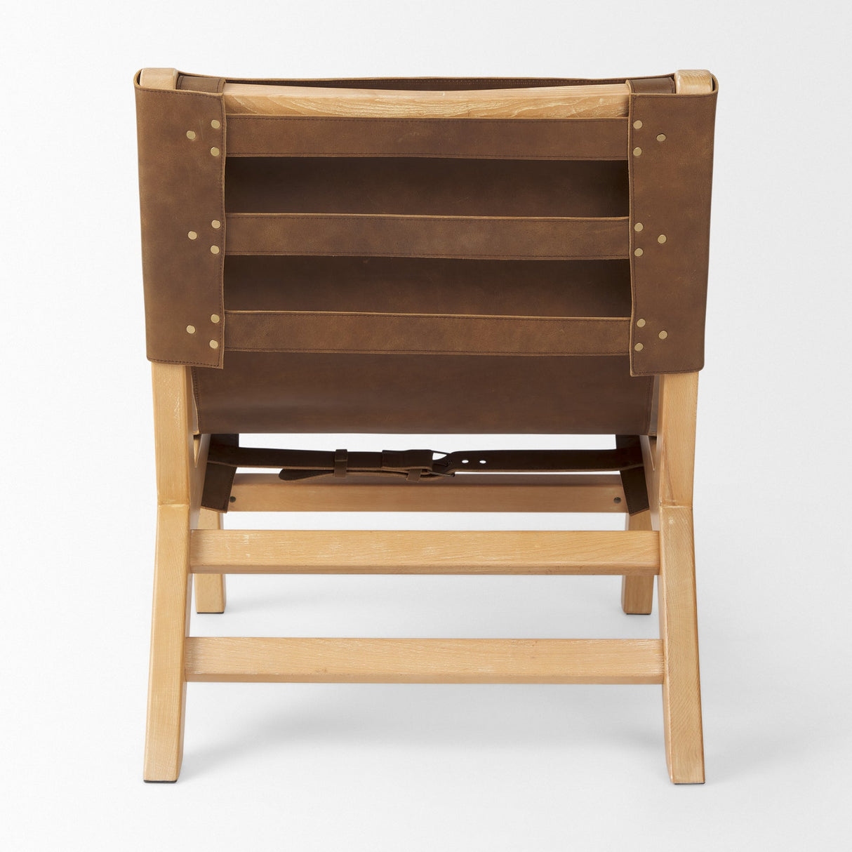 Elodie 24.4L x 33.9W x 30.7H Brown Leather W/Natural Beech Wood Frame Accent Chair by Mercana at Eve Furniture