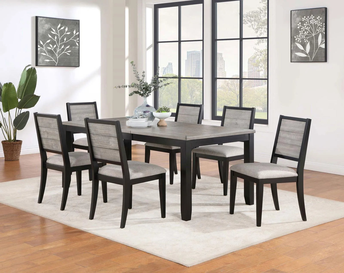 Elodie Upholstered Padded Seat Dining Side Chair Dove Grey and Black (Set of 2) by Coaster at Eve Furniture