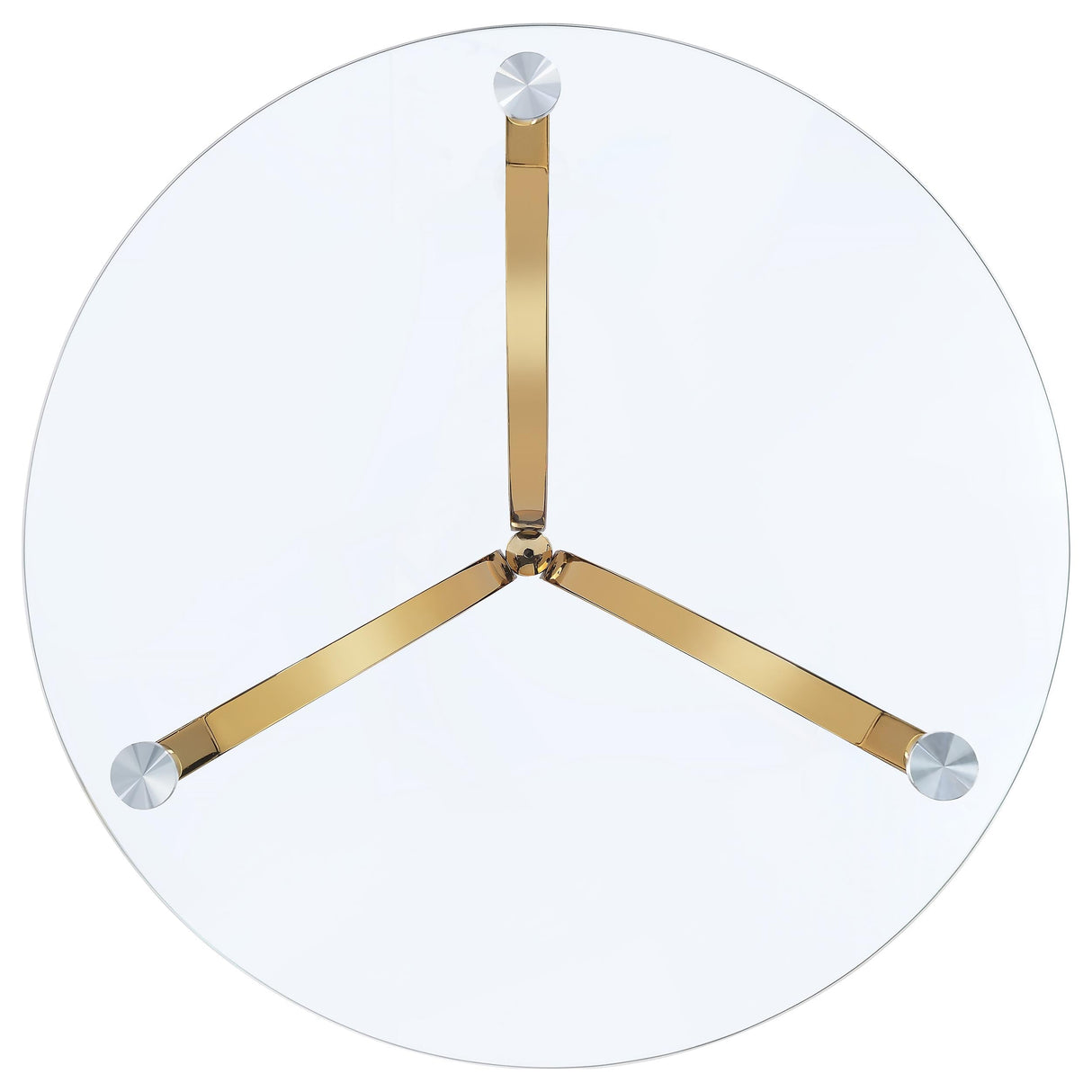 Eloise Gold Round Glass Top Curved Metal Side Table by Coaster at Eve Furniture
