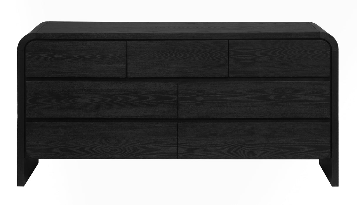 Elora Seven Drawer Dresser in Jet Black Ash by Modus Furniture at Eve Furniture