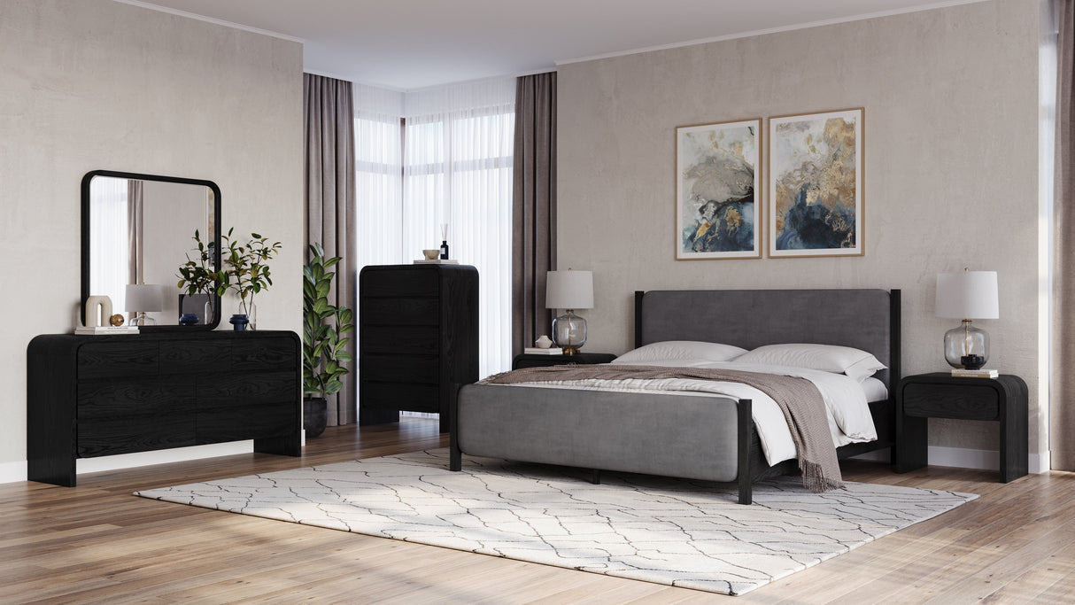 Elora Seven Drawer Dresser in Jet Black Ash by Modus Furniture at Eve Furniture