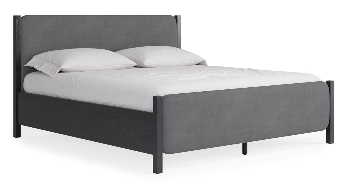 Elora Wood and Velvet Full Upholstered Bed in Jet and Charcoal by Modus Furniture at Eve Furniture