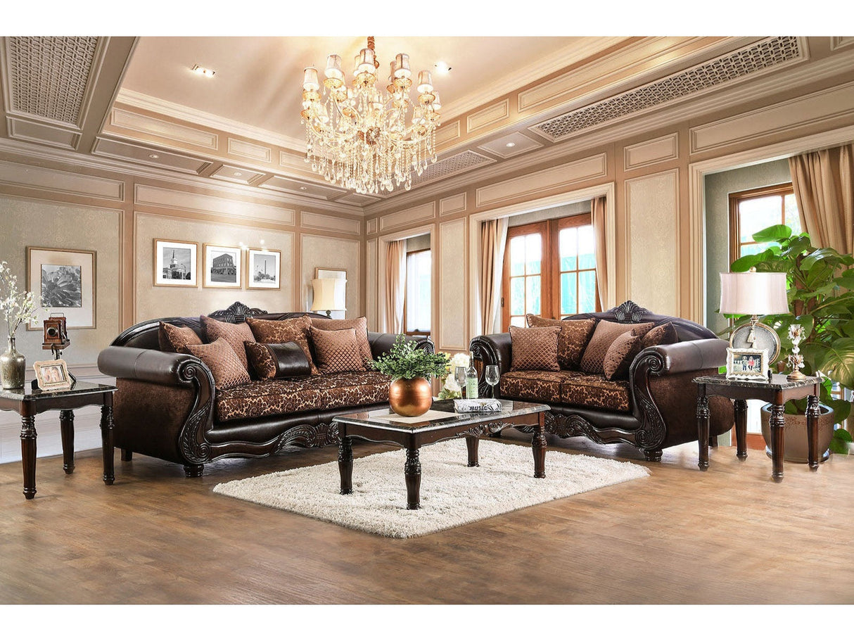 Elpis Brown/Espresso Sofa & Loveseat by Furniture of America at Eve Furniture