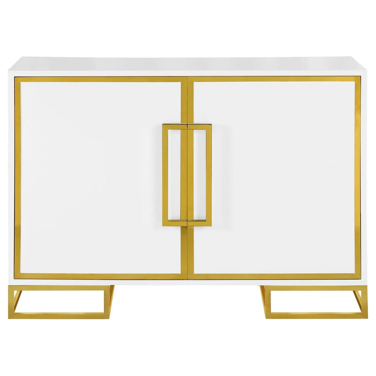 Elsa White/Gold 2-Door Accent Cabinet with Adjustable Shelves by Coaster at Eve Furniture
