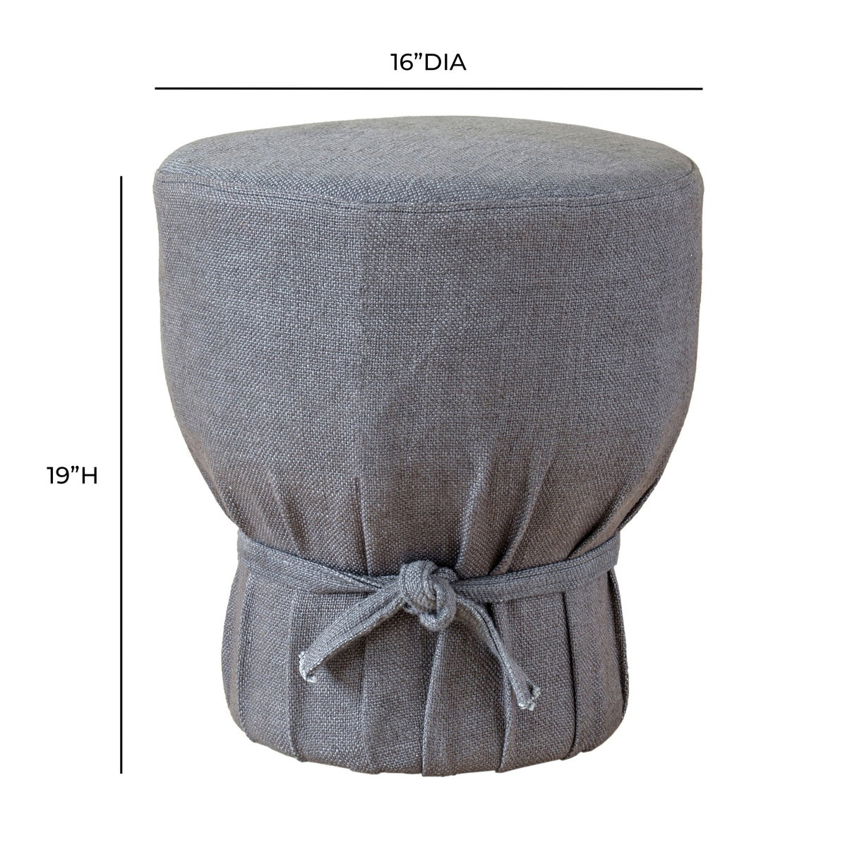 Elsie Grey Linen Upholstered Pouf by TOV Furniture at Eve Furniture