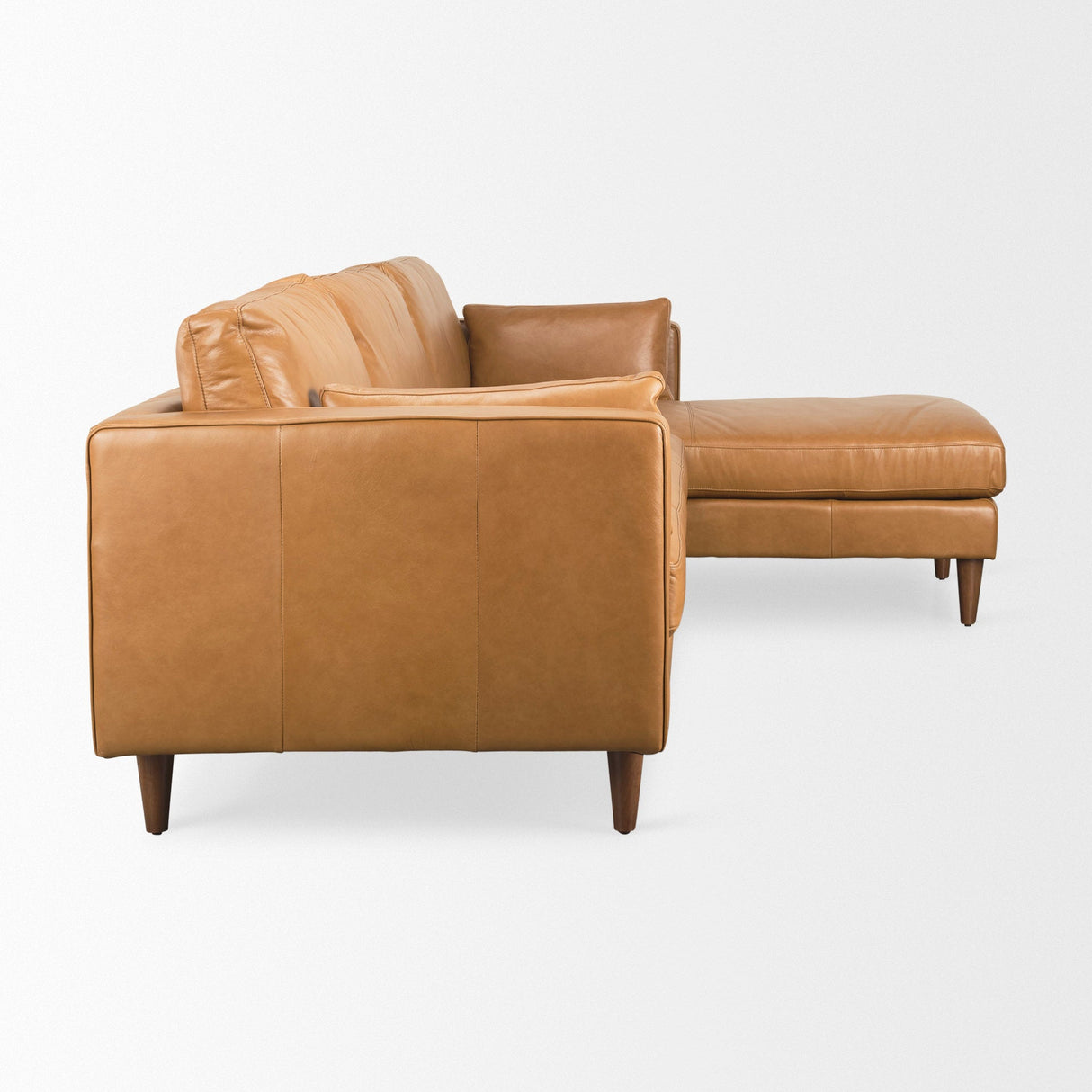 Elton 111.4L x 68.1W x 34.3H Tan Leather Right Chaise Sectional by Mercana at Eve Furniture