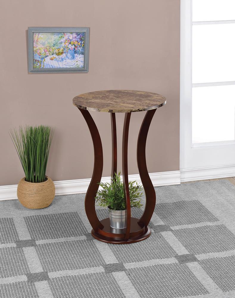 Elton Brown Round Marble Top Accent Table by Coaster at Eve Furniture