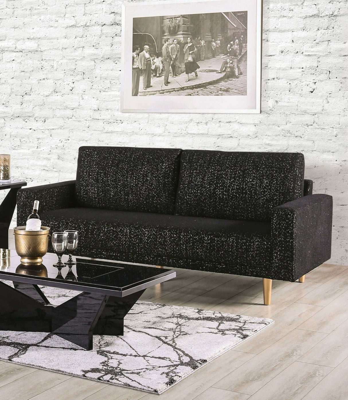 Elverum Black Sofa & Loveseat by Furniture of America at Eve Furniture