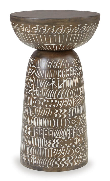 Elvessa Cream/Brown Accent Table