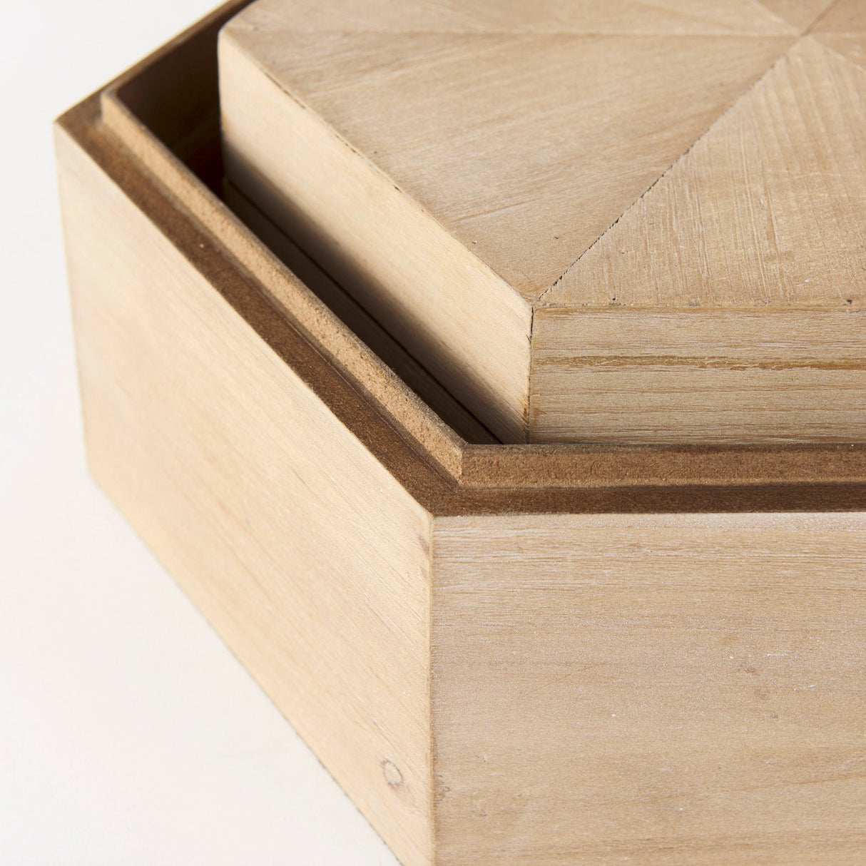 Elyse (Set of 2) Brown Wooden Hexagonal Boxes by Mercana at Eve Furniture